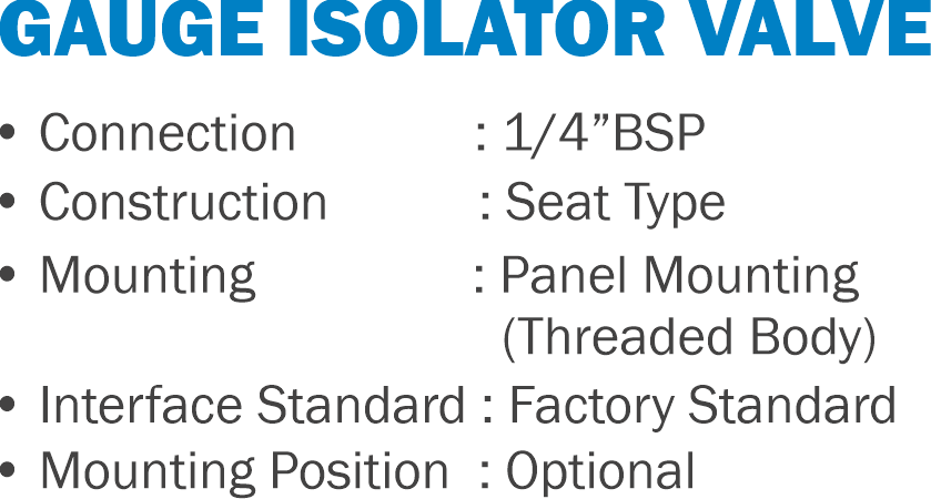 Gauge Isolator Valve by JK Hydraulics Ahmedabad